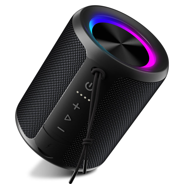 DUDGSIS Portable Bluetooth Speaker, 20W Stereo, IPX7 Waterproof, RGB Light | 15H Playtime, Bluetooth 5.3, TWS Pairing & AUX Input; Compact Outdoor Speaker for Shower, Pool, Beach & Hiking