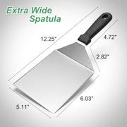 Cuttte Extra Wide Metal Smash Burger Spatula with Beveled Edges 6 x 5inches | Heavy Duty Stainless Steel Large Metal Spatula for Grill, Griddle, Pizza, Fish, Meat, Pancake Flipper Turner, Dishwasher Safe