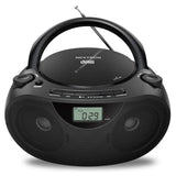 Nextron Portable CD Player Boombox with Bluetooth, AM/FM Radio & USB | CD-R/RW, MP3-CD & USB Playback, Stereo Sound, Bass Boost, AUX Input, Headphone Jack, LCD Display, AC/Battery Powered - Black
