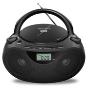 Nextron Portable CD Player Boombox with Bluetooth, AM/FM Radio & USB | CD-R/RW, MP3-CD & USB Playback, Stereo Sound, Bass Boost, AUX Input, Headphone Jack, LCD Display, AC/Battery Powered - Black