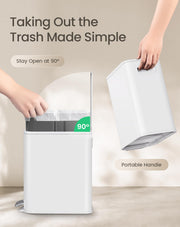 Cesun Small Bathroom Trash Can with Lid Soft Close & Pedal, 1.3 Gal, White | Removable Inner Bucket, Slim Stainless Steel Garbage Can for Bedroom/Office, Included 5 Trash Bags, Hidden Bag, Built to Last