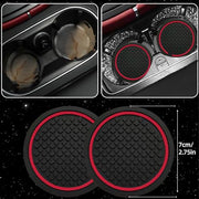 NBTEPEM 6 PCS Car Steering Wheel Cover Set, Microfiber Leather Steering Wheel Covers Universal 14.5-15 inch, Center Console Cover, Seat Belt Cushion, Cup Holder Coaster, Car Accessories Set Red