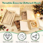HAPWAVE 22 Pack White Gift Boxes with Lids, 5 Sizes Cardboard Present Boxes | 2 Extra Large,6 Large, 4 Medium,4 Small, 6 Mini, 3 Ribbon Rolls. Wrapping Boxes for Christmas, Holidays and Birthdays