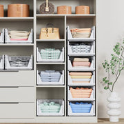 caktraie 4 Pack Stackable Closet Storage Basket - Stackable Storage Bins | Multifunctional & Foldable Closet Organizer Waterproof, Wardrobe Cupboard Space-Saving Storage Drawer Organizer