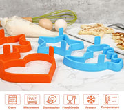 Kamehame Silicone Pancake Molds for Heart, Star, Dinosaur, Unicorn Shape Pancakes, 4 Pack Nonstick Pancake Shaper for kids, Fun Cake Ring Mold for Griddle Cooking