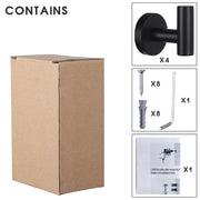 Homagic Towel Hooks Bathroom Coat Robe Wall Hook Heavy Duty Door Hanger Towel Robe Clothes Cabinet Closet Sponges Rack for Bathroom Bedroom Kitchen Hotel Pool 4 Packs Black(Drilling Installation)