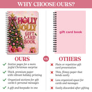 Christmas Gift Card Book for Teen, Adults, Kids, Christmas Gift for Women | Included 20 Pages, 7"x 5", Spiral Bound, 20 Double Sided Sticky Dots