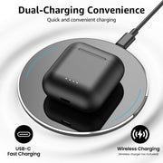 TOZO T6 Wireless Earbuds Bluetooth 5.3 Stereo Sound in Ear Headphones | OrigX Stereo Deep Bass, 40H Playtime, Lighter Ear buds, IPX8 Waterproof, wireless Charging Case, 32 EQs via APP Dark Black
