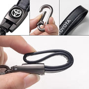 BFIVEANTE Leather car Keychain Set for Toyota Corolla, RAV4, Highlander Men and Women Family Present Keychain Key Ring Lanyard Accessories (Black)