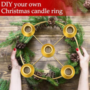 Newtay 1 Pack Christmas Advent Wreath Candle Holder, 5 Candle, Gold | 8.5 Inch Advent Wreath Ring Table Decoration Xmas Metal Ring Table Centerpiece for Holiday Christmas Home Decor