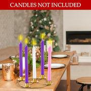Newtay 1 Pack Christmas Advent Wreath Candle Holder, 5 Candle, Gold | 8.5 Inch Advent Wreath Ring Table Decoration Xmas Metal Ring Table Centerpiece for Holiday Christmas Home Decor