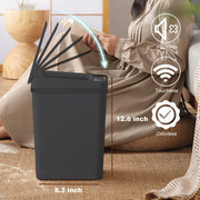 Touchless Bathroom Trash Can - 2.5 Gallon Smart Trash Can Sensor Motion | Skinny Trash Bin with Lid - Electric, Narrow, Plastic, Auto Open - Small Slim Automatic Garbage Can ( Black )