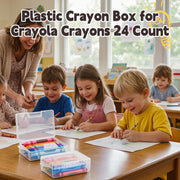 Crayon Box Compatible with Crayola Crayons 24 Count, Crayon Storage Box | Back to School Supplies, Plastic Crayon Box Holder for Crayola 24 Count Crayons, Only Crayon Box, Holds 24 Crayon