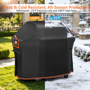 MyraLexis 58" BBQ Grill Cover for Outdoor Grill 1000D Heavy Duty Waterproof | Fits Weber Genesis II, LX 300, Genesis 300 Series Gas Grills, Tear & Fade Resistant 7130 Grill Cover with Buckles, Air Vents