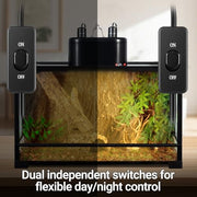 REPTI ZOO Dual Reptile Light Fixture for Reptile Dome UVB Lamp Fixture Dual Reptile Reflector Dome Lamp Cap Combo Integration Design Heat Lighting Lamp Kit