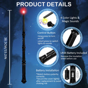 WinSence Light Up Magic Wizard Wand with Sounds & 4 Lightings Illuminating Witch Sorcerer Toys for Kids Cosplay Party Favors, 2 Pack, Black & Brown
