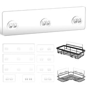 9 Pack Shower Caddy Adhesive Replacement, Strong Waterproof Transparent Adhesive Strips, No Drilling Shower Shelf Adhesive Hooks for Bathroom Shelves, Corner Basket, Soap Holder & Kitchen Racks