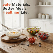 GENICOOK 4Set Nesting Glass Mixing Bowl Set with Airtight Lids BPA Free | Borosilicate Glass Dishwasher, microwave, oven & refrigerator safe,for food prep, mixing, baking and Storage.