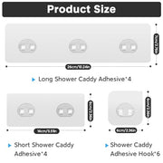 Lsnisni 14 Pack Shower Caddy Adhesive Replacement, Strong Adhesive Hooks, Waterproof Shower Adhesive Strips, No Drilling, for Bathroom Storage Shelves and Kitchen Racks