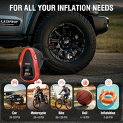 TEROMAS Tire Inflator Portable Air Compressor, Air Pump DC/AC for Car Tires 12V DC and Other Inflatables at Home 110V AC, Digital Electric Tire Pump with Pressure Gauge(Red)