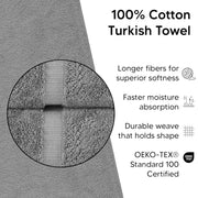 Chakir Turkish Linens 100% Cotton 4-Pack Bath Towels 27x54, Gray | Premium Cotton Turkish Bath Towels, Set Of 4 At 27x54, Oeko-Tex Certified, Soft Plush And Absorbent