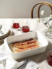 LE TAUCI Ceramic Casserole Dishes for Oven with 304 Racks, Set of 3, White | Rectangular Baking Dishes, 304 Stainless Racks, Oven Safe to 500°F (4.6/3.0/1.6 Qt, 15.7"/13.1"/10.3")