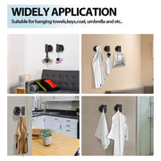 Kruodop Towel Hooks for Bathroom,2 Packs Wall Mount Towel Holder,Black Matte Wall Robe Hook,Stainless Steel Heavy Duty Door Hanger Towel Hook for Kitchen, Bedroom,Hotel,Pool,Coats(Drilling)