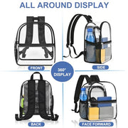 Clear Backpack for Stadium Events Stadium Approved Sports Fan Backpacks | Mini Small Clear Bag 12x12x6 Heavy Duty with Front Pocket for Sport Concert Work Travel（Nylon Shoulder Straps,Black）