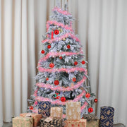 LOMIMOS 17 Ft Easter Christmas Tinsel Garland,Pink Glittering Decoration for Xmas Tree Party Wedding Supplies