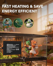 BN-LINK Reptile Heat Pad 6"X8" 8W for 10-20gal Under Tank Terrarium Heating Mat Waterproof for Turtle, Lizard, Frogs, Snake, Hermit Crab
