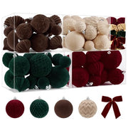SHareconn 80pcs Velvet Christmas Tree Balls Ornaments Set Decorations Red