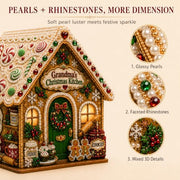 3D Wooden Christmas House Diamond Art Kit, Pearl Rhinestone DIY Ornament | Pearl Ornament, Diamond Painting, Holiday Decor, 3D Design, Adult Craft Kit