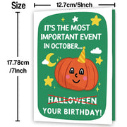 LiuuLi Halloween Birthday Card Gift for Her Him Women Men with Envelope | Halloween Themed Birthday Card with Spooky Pumpkin Design, Message Inside, Envelope Included, Perfect for October Birthday