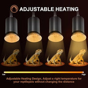 Lachesan 50W Uva Light Bulbs 4-Pack, Turtle Heat Lamp for Reptile | E26 Base Fit for Reptiles and Amphibian Tanks, Terrariums and Cages, Works with Various Lamp Fixtures