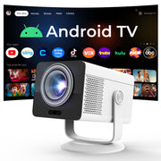 HP Projector Built-in Apps, USB-C Power Bank Compatible for Outdoor MC400 | Portable Mini Projector with WiFi 6 and Bluetooth 5.4, 1080P/4K Supported, Auto Keystone & 90° Rotatable, Smart Android TV OS