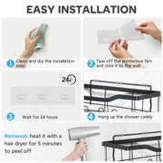 Lsnisni 14 Pack Shower Caddy Adhesive Replacement, Strong Adhesive Hooks, Waterproof Shower Adhesive Strips, No Drilling, for Bathroom Storage Shelves and Kitchen Racks