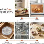 GENICOOK 4Set Nesting Glass Mixing Bowl Set with Airtight Lids BPA Free | Borosilicate Glass Dishwasher, microwave, oven & refrigerator safe,for food prep, mixing, baking and Storage.
