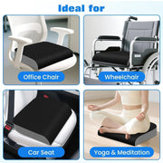 Seat Cushion, Office Chair Cushion, Chair Pad, Large, Black, Large | Memory Foam, Washable Cover, Non-slip Bottom, Portable Handle, for Office, Home and Car