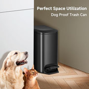 TIPGO Small Bathroom Trash Can with Lid Soft Close, 1.6 Gal, Matte Black | Step Pedal, 5.9'' Slim for Narrow Space, Stainless Steel, Anti-fingerprint, Removable Inner Bucket, Odor Seal