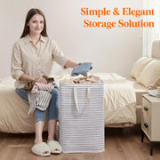 Lifewit 75L Large Collapsible Laundry Basket with Extended Handles, Grey | Foldable Laundry Hamper, Tall Dirty Clothes Basket, Waterproof, Freestanding Design for Bedroom, Bathroom, College Dorm