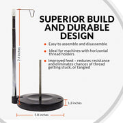 Embroidex Adjustable Single Thread Spool Holder – Stand alone Embroidery, Sewing or Quilting Thread Holder or Stand – Ensures Smoother Feed = Heavy Plastic Base