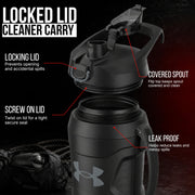Under Armour Insulated Water Bottle with Handle & Fence Hook, Half Gallon Sports Water Jug, Leak-Resistant & BPA-Free for Baseball, Football & Gym - Black/Black, 64oz