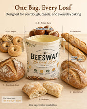 Aongan Beeswax Bread Bag for Sourdough & Artisan Bread Storage, Reusable | Natural Materials,17 × 13 in Large, Fits Homemade Bread, Breathable Storage, Sustainable Living,Reusable