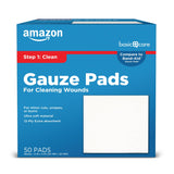 Amazon Basic Care Gauze Pads, 4x4" Sterile Medical Wound Dressing Sponges, 12-Ply, Extra Absorbent, for Cleaning, Covering & Cushioning Cuts & Minor Injuries, 50 Count, 1-Pack (Previously All Health)