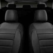 CAR PASS Faux Leather Car Seat Covers Front Seats Only, 3D Foam Support Car Seat Covers, Universal fit for Trucks Vans SUVs Sedans Automotive Comfortable, Airbag Compatible 2 Pieces Front Solid Black