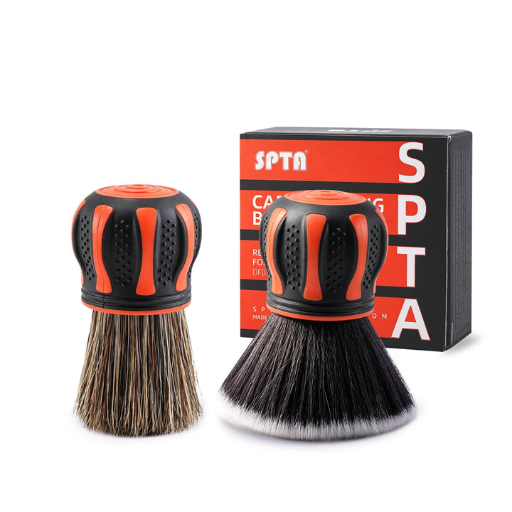 SPTA Car Detail Brush, 2 Piece Small Car Detail Curve Ball Brush Set for Interior Seats Tires & Air Vent Cleaning Soft Dust Remover, Covers Large Area Inside or Outside Vehicles