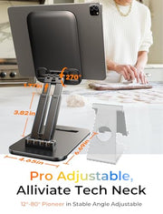 LISEN iPad Stand Tablet Holder for Desk, Kindle Accessories Stand for Apple | iPhone Duo iPad Accessories, Fold Portable Monitor Stand, Phone Stand Desk Accessories Offices Essentials, Gifts for Wo Men