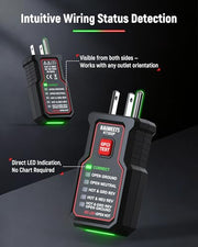 KAIWEETS Circuit Breaker Finder Tool Kit, GFCI Outlet Tester with Dual LED | Dual-Sided LED Indicators, Electrical Circuit Tracer Tool with Flashlight, Includes Carrying Case and Adapters- KT302P