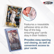 BCW Resealable Team Set Bags – 100 Count | Holds 35 Loose Cards or 5 Standard 35pt Toploaders | Fits Magnetics up to 108pt | Acid-Free Team Bags for Trading Cards & Shipping