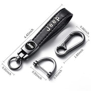 NASKEE Genuine Leather Key Chain for Jeep Wrangler Compass Cherokee Renegade Patriot Grand Commande Keychain KeyRing for Men and Woean Accessories Black